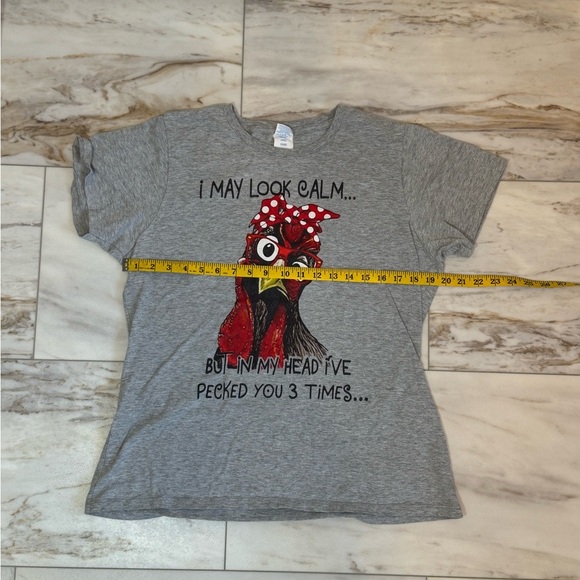 Funny Chicken Graphic Tee | Port & Company Women’s XL | Grey - Picture 2 of 7